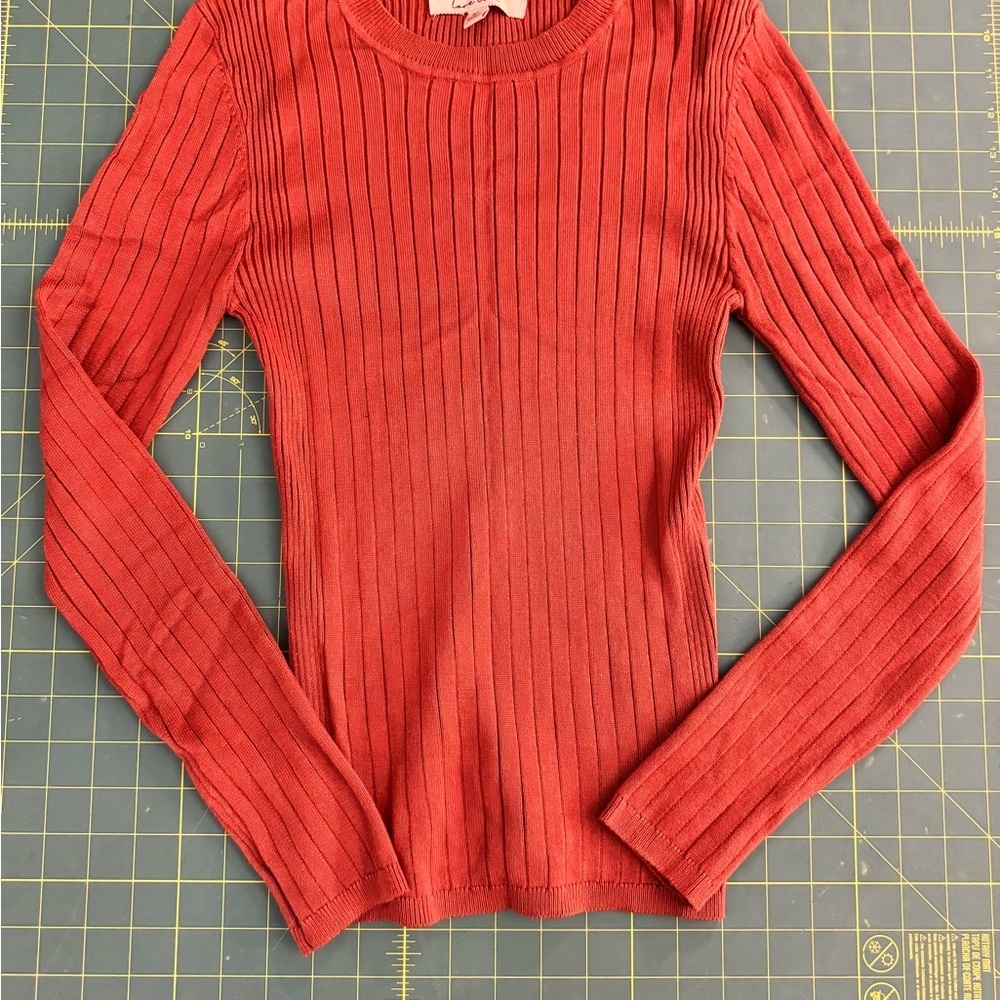 Love Tree Rust Ribbed Sweater​ - Picture 4 of 7